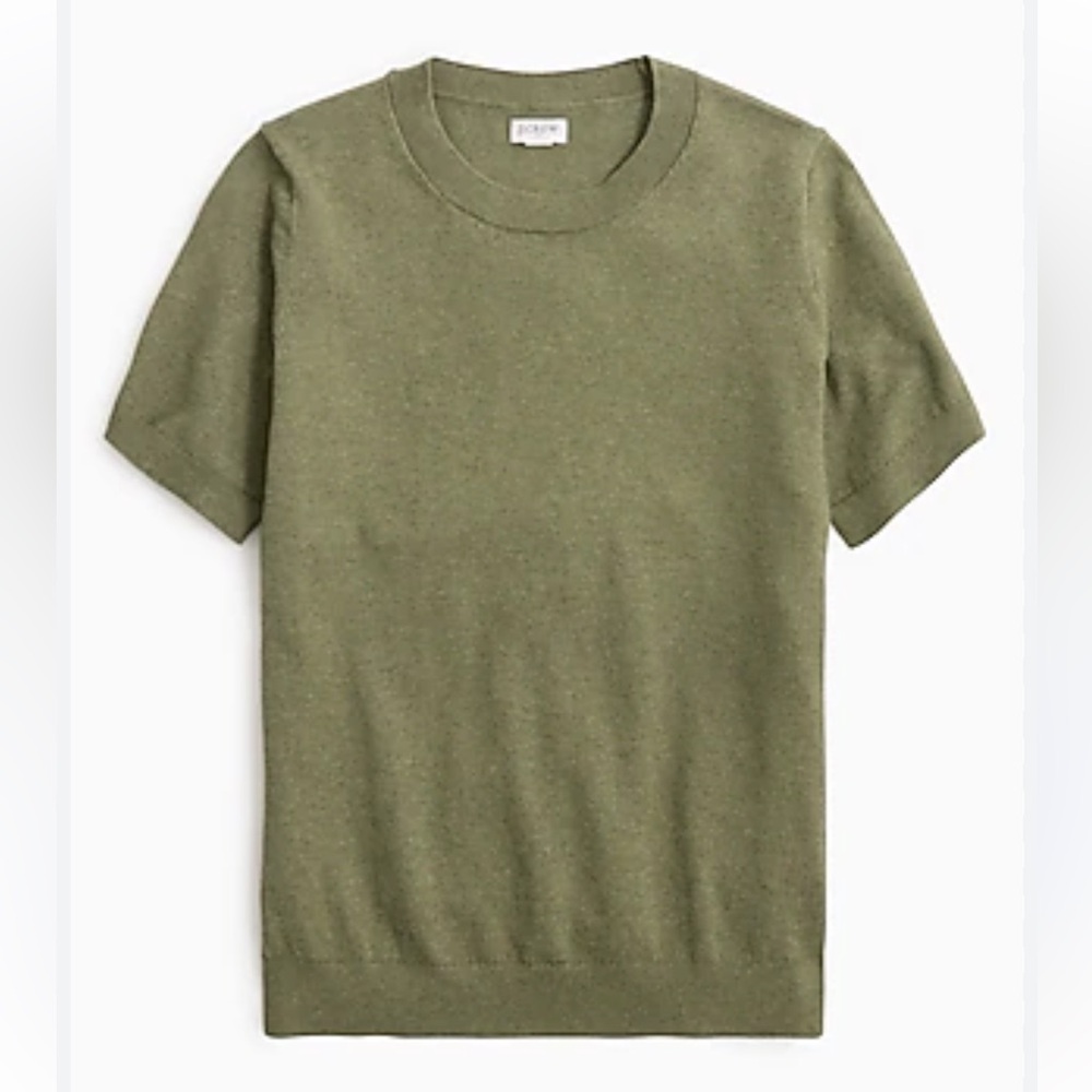 J. Crew Olive Knit Cotton Blend Short Sleeve Soft Top size S Scandi Girl Minimal